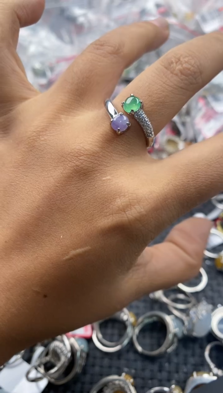 银S925镶嵌戒指翡翠555---2