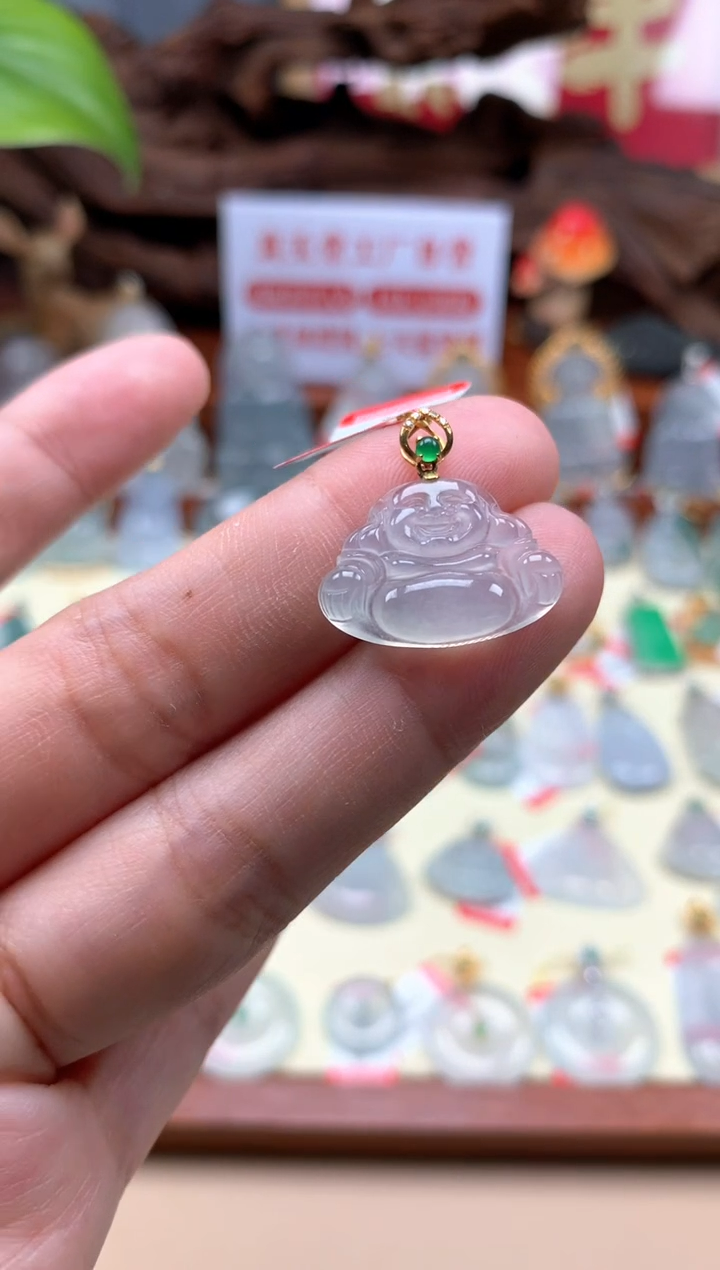 【闪购商品】翡翠18K金镶嵌颈饰佛公