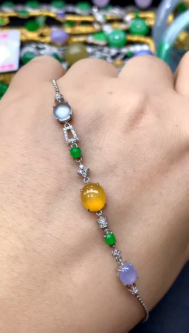 18K金镶嵌手链翡翠318-中国好珍宝