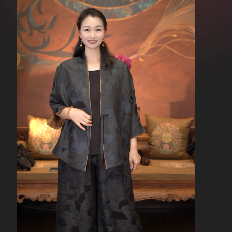 爱上莲心【百合花】丝毛手镯袖  新中式老钱风复古时尚香云纱