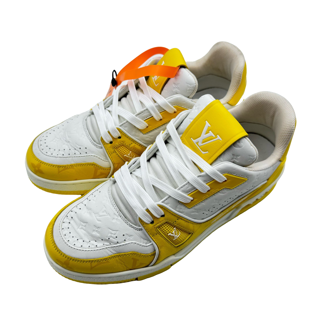 95新 LouisVuitton/路易威登 39.5码白黄暗纹trainer97新vv643