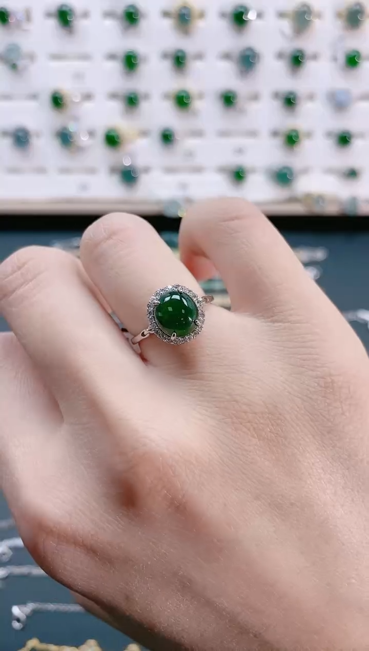 【闪购商品】翡翠戒指银S925镶嵌天然翡翠