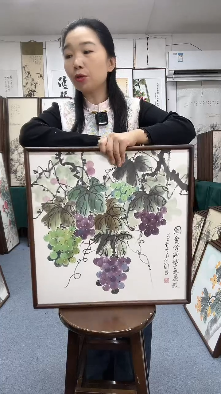 国画尺寸52*52木画框京东包邮手绘