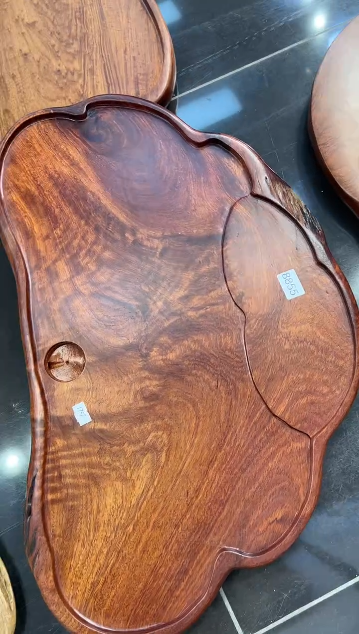 【闪购商品】大果紫檀（缅甸花梨）茶盘8855