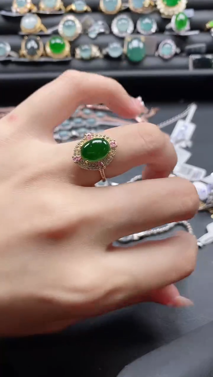 【闪购商品】翡翠戒指银S925镶嵌11111