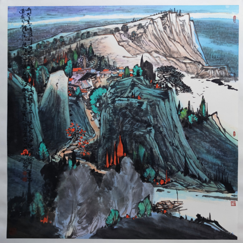 中美协会员高尚山水画《远浦归帆、飞瀑仙庐、湖山月夜、临崖观海》