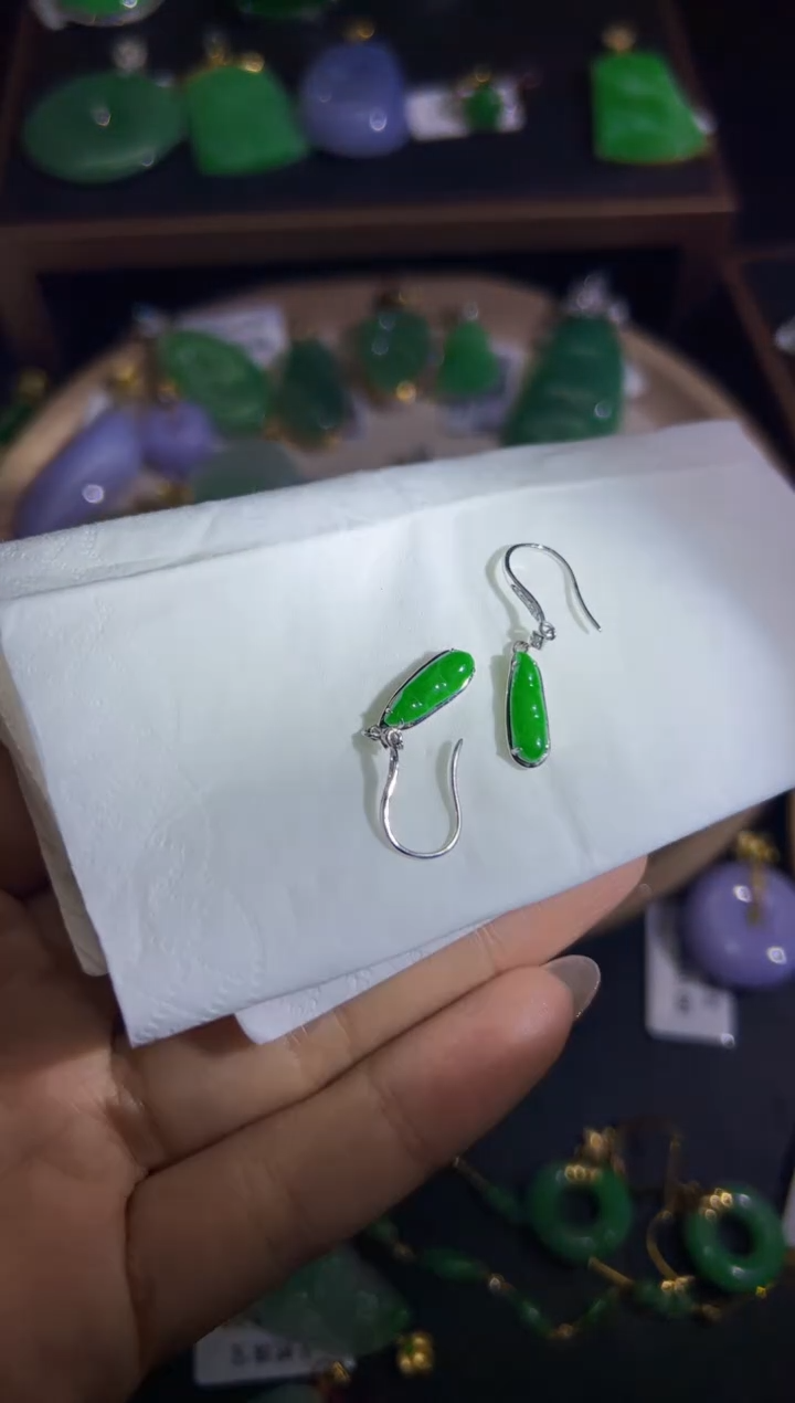【闪购商品】翡翠耳饰18K金镶嵌Q缅料A货翡翠/支持复检/一件