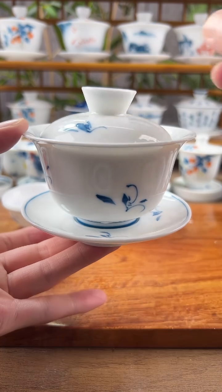 【闪购商品】微瑕玉兰180ml三才盖碗