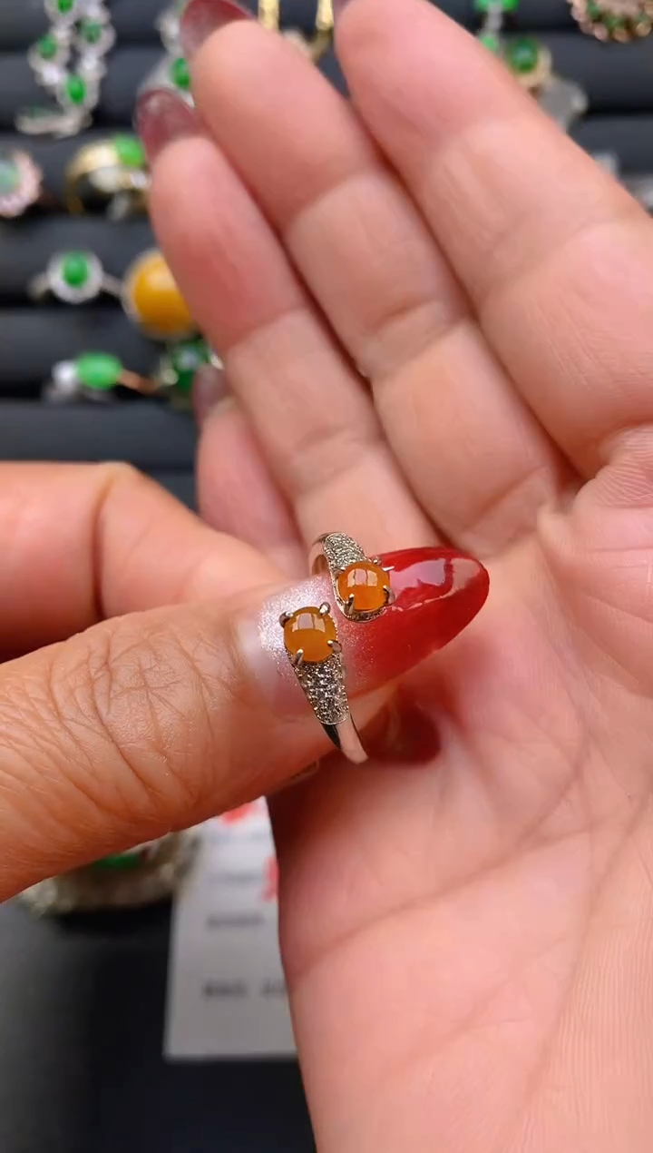 【闪购商品】翡翠戒指银S925镶嵌天然A货翡翠1