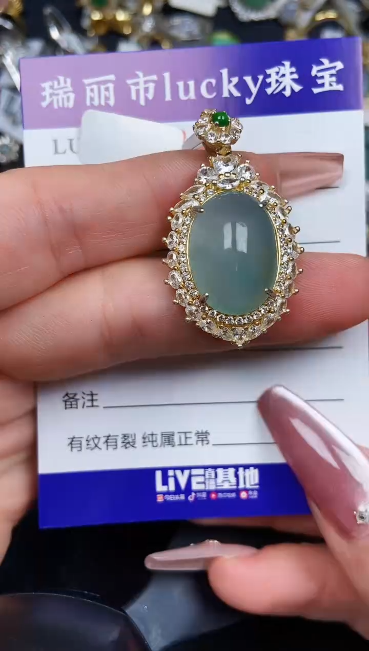 翡翠银S925镶嵌颈饰8845