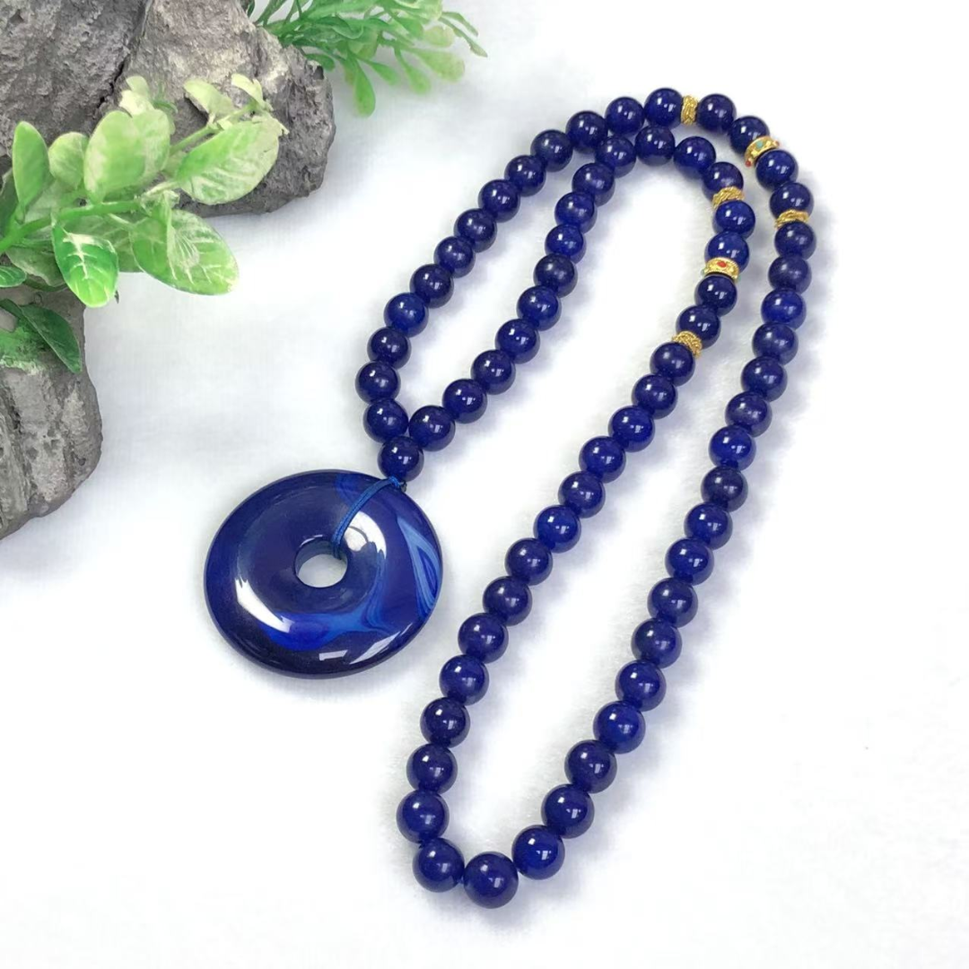 Q典藏品 蓝平安扣时尚珠链美观大气美轮美奂尽显魅力