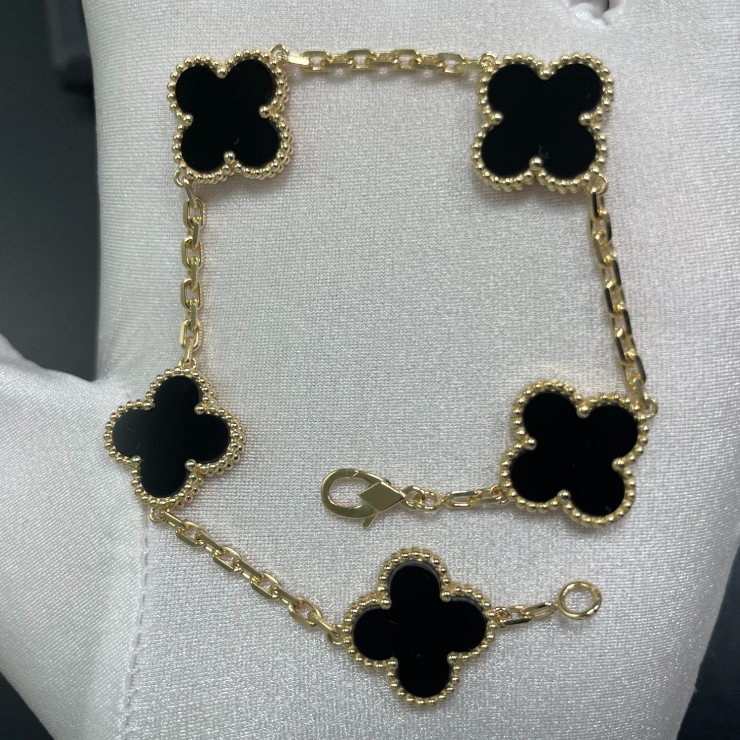 （双11）18k金五花黑玛瑙手链  多样性发一件