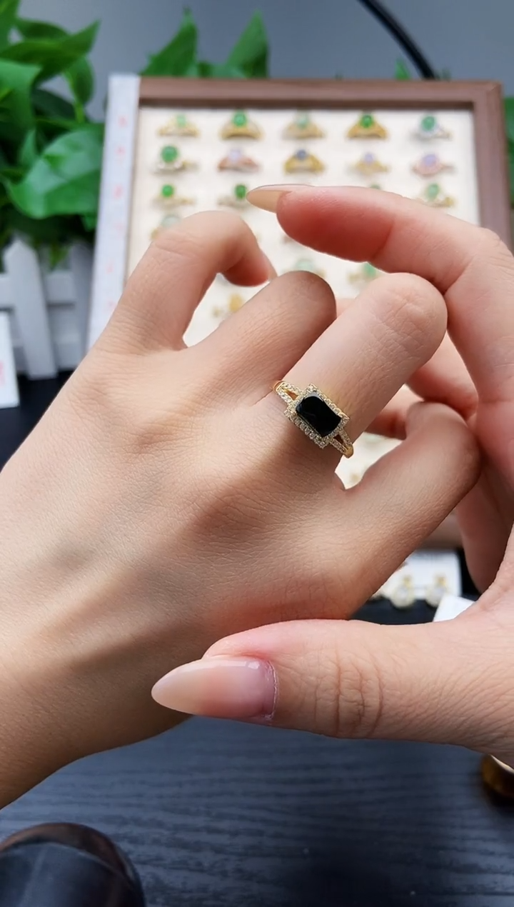 银S925镶嵌戒指翡翠12