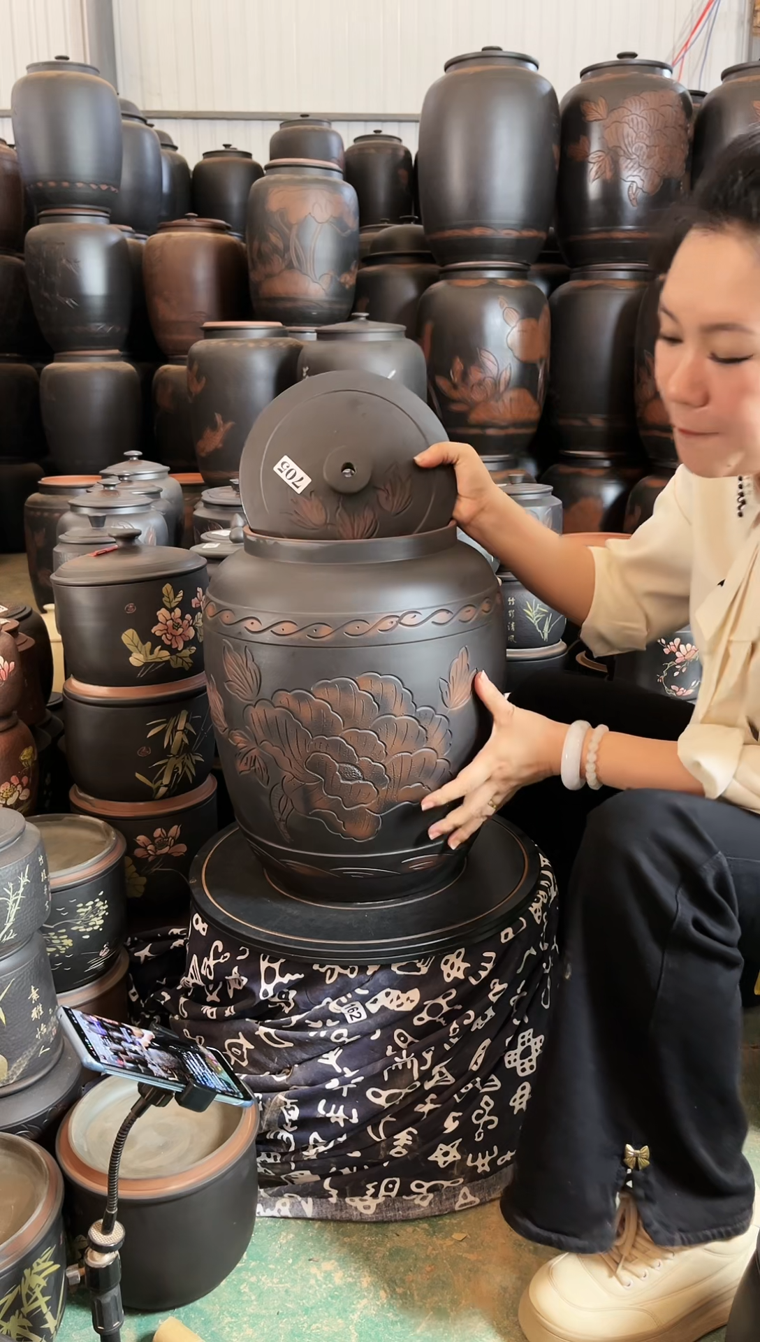 壶瑕疵水缸 20升 牡丹花  705