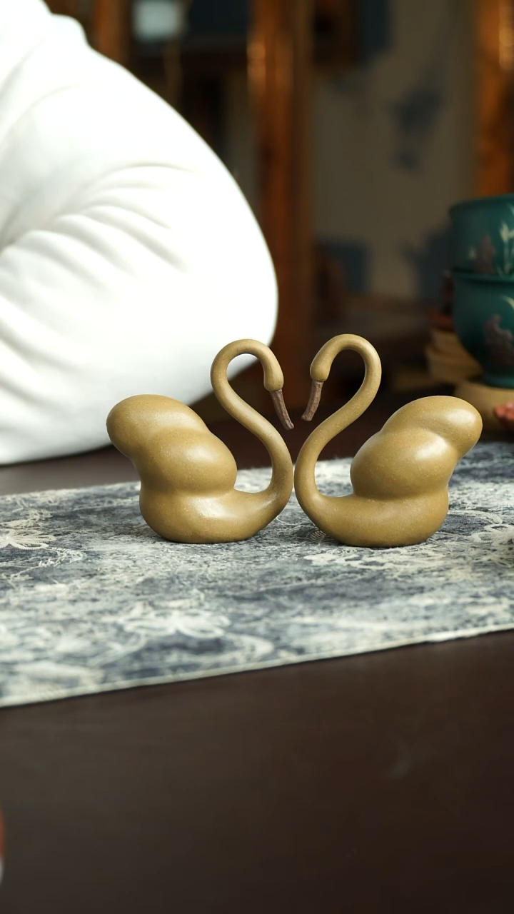茶杯紫砂37号 葫芦天鹅茶宠 宜兴紫砂原矿作品