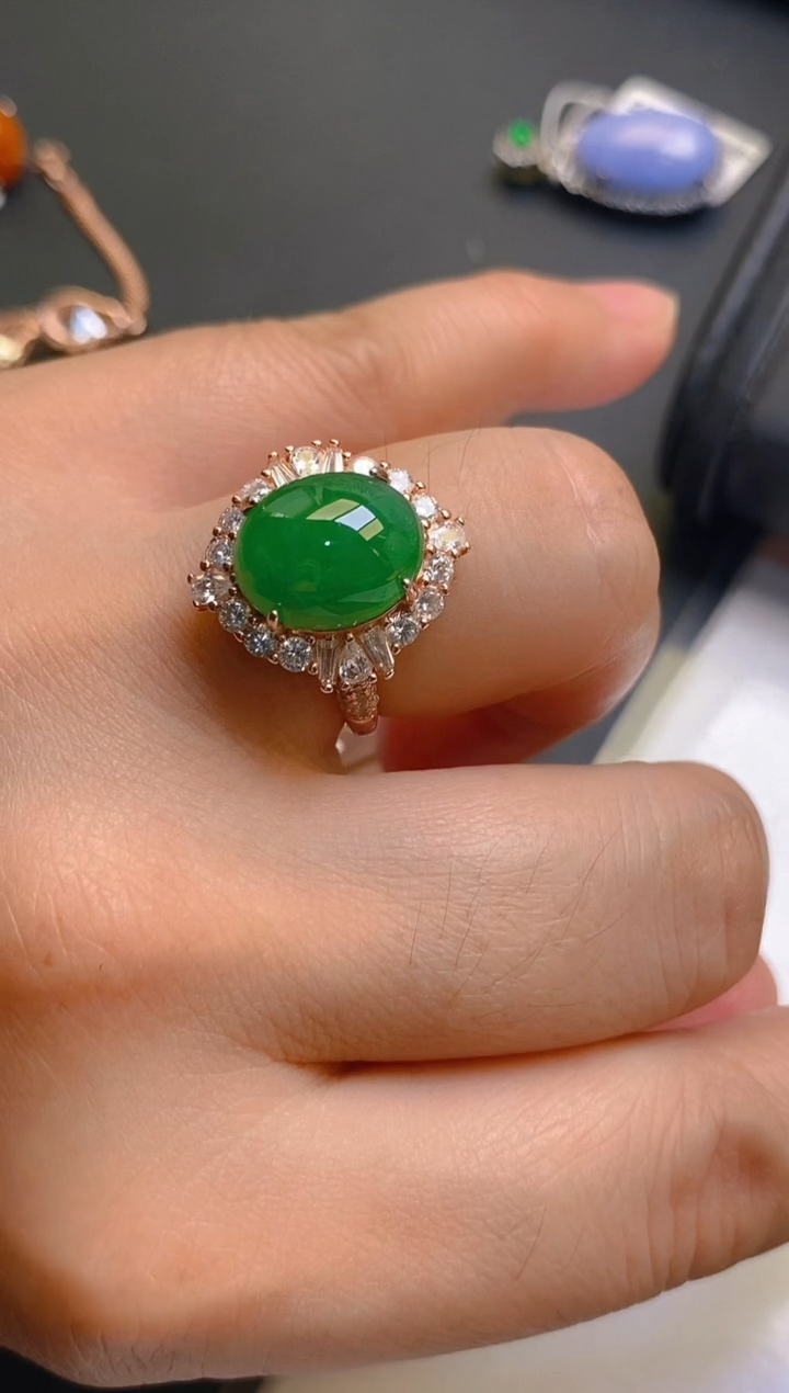 【闪购商品】翡翠耳饰银S925镶嵌天然A货翡翠1