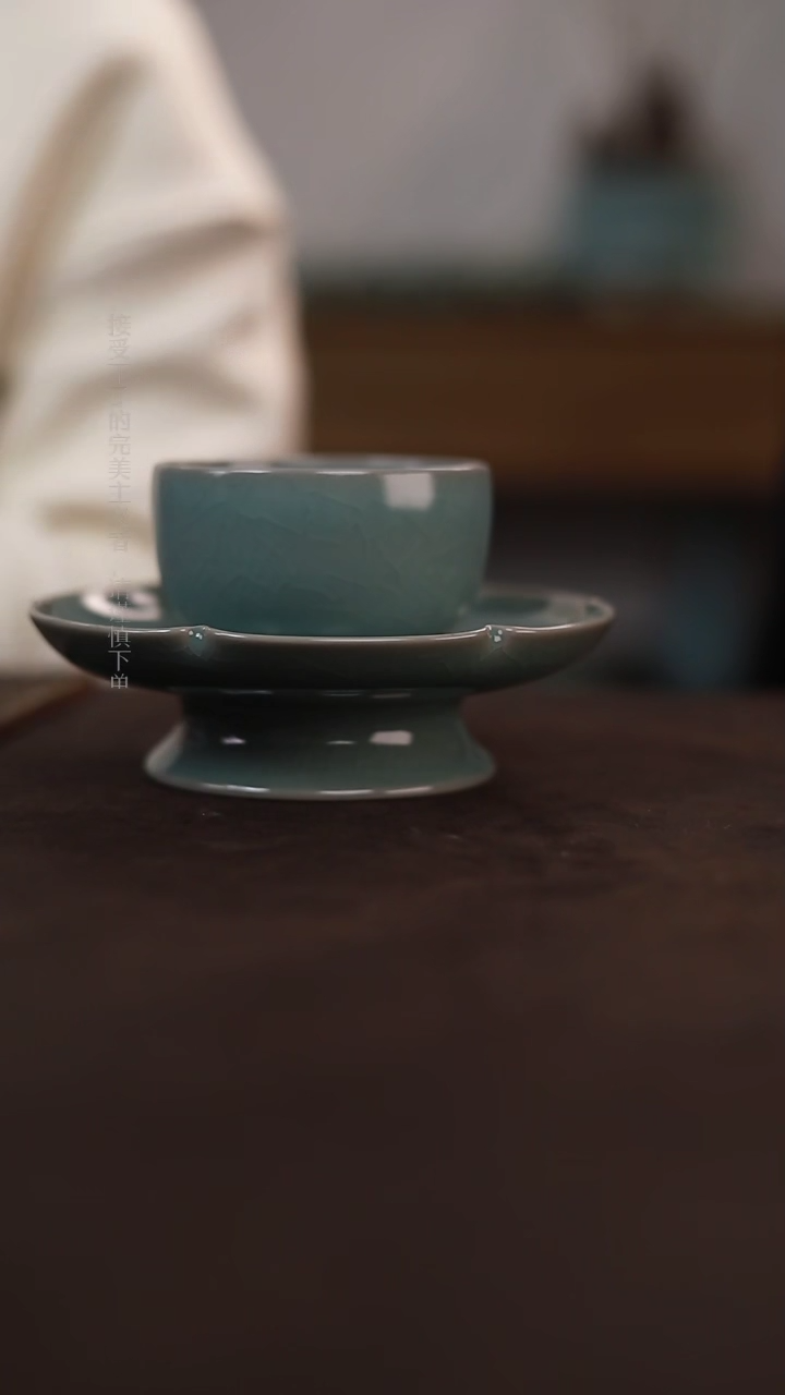 【闪购商品】杯0361微瑕青绿仿古套盏