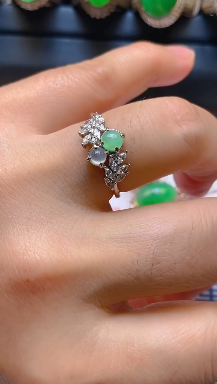 【闪购商品】翡翠耳饰银S925镶嵌天然A货翡翠1