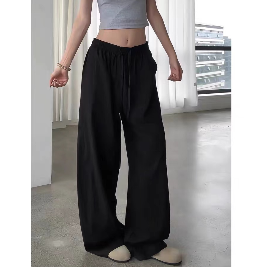 美式黑色阔腿工装裤女夏季新款高腰宽松显瘦休闲裤