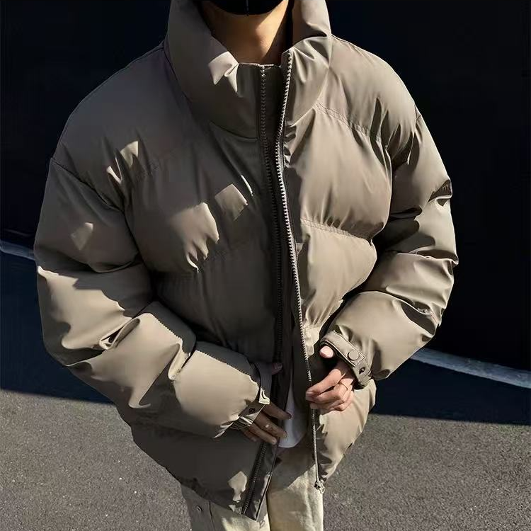 情侣防寒棉服男款冬季pu皮加棉加厚立领棉衣美式复古面包服外套女