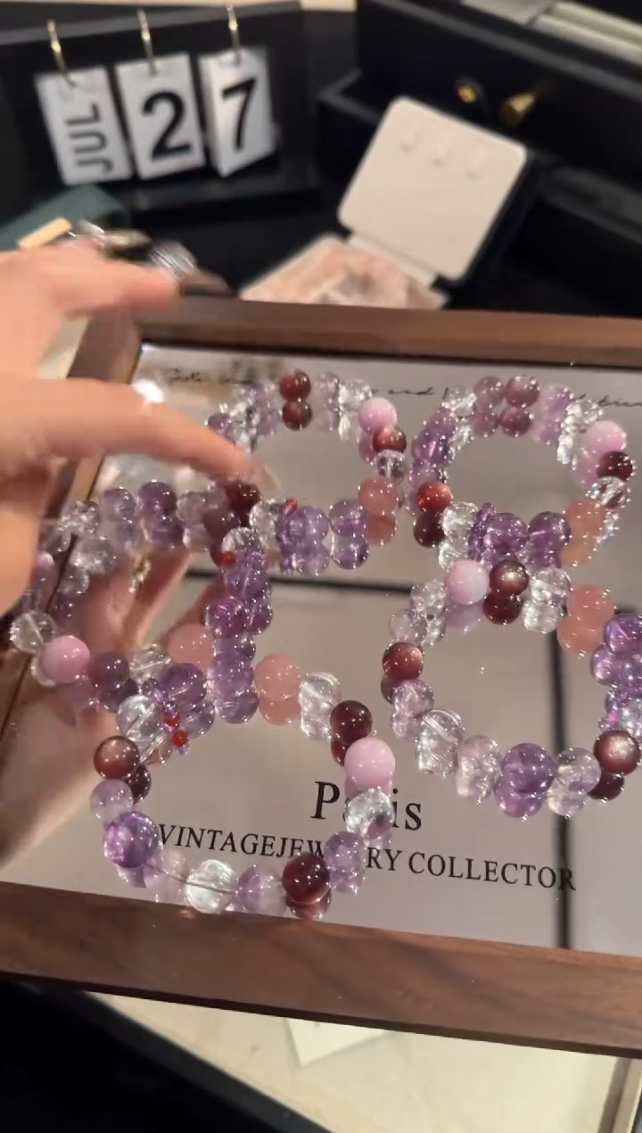 水晶手链合金紫色多宝x2162
