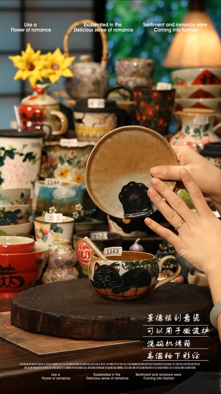 陶瓷景德镇高温釉下彩手工手绘款式@A1163@