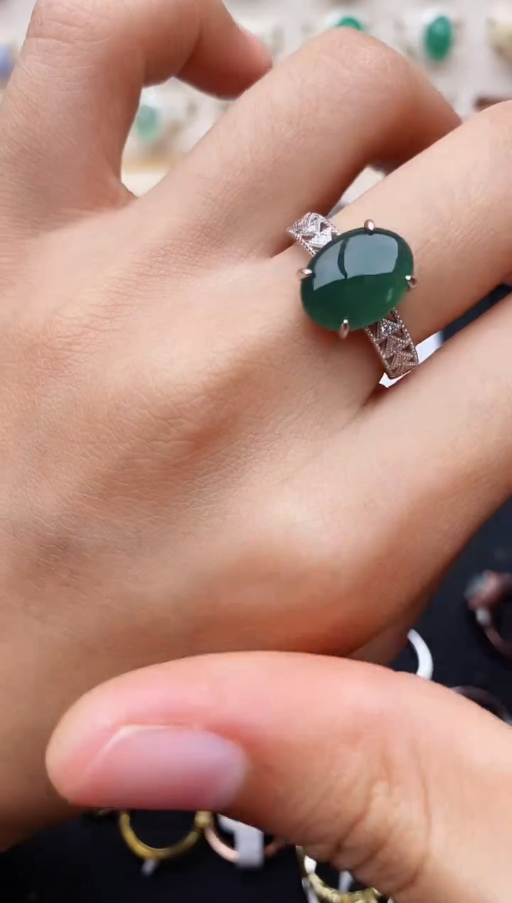 【闪购商品】翡翠戒指银S925镶嵌缅甸翡翠