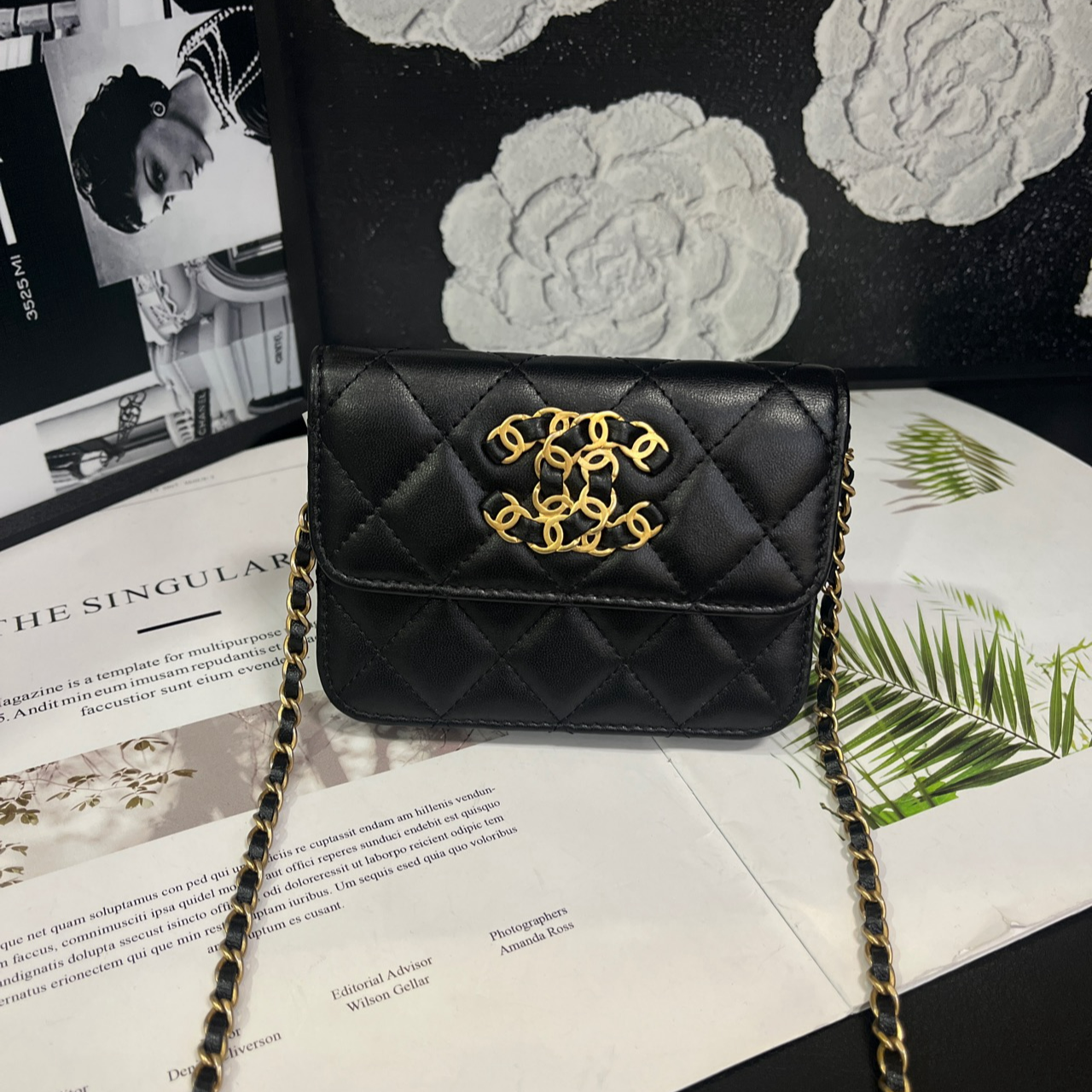 95新 Chanel/香奈儿 黑金21春夏款卡包有标无卡31开21年B1666