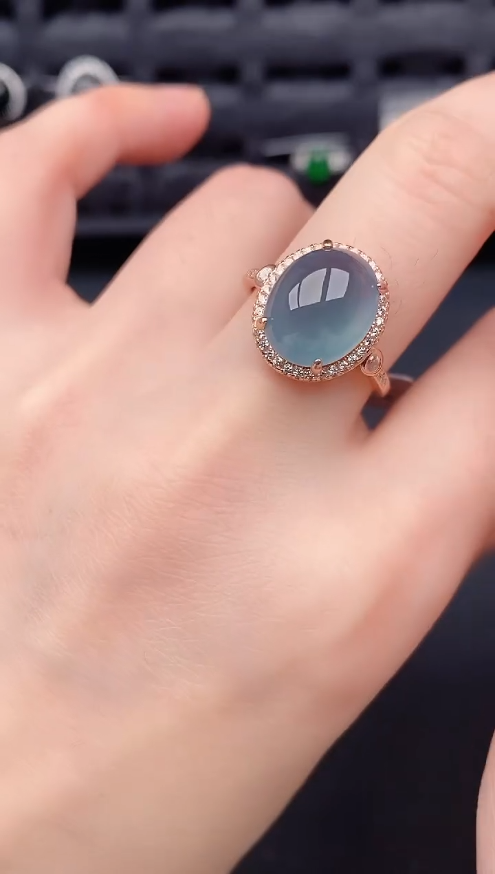 银S925镶嵌戒指翡翠天然a货翡翠220