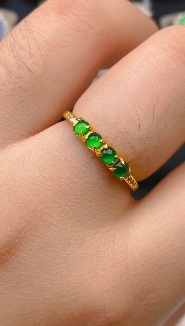 翡翠戒指银S925镶嵌天然