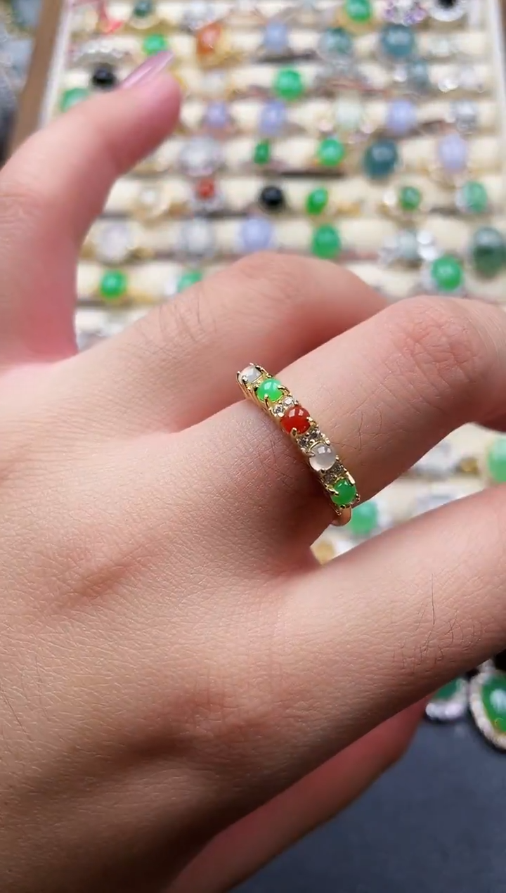 银S925镶嵌戒指翡翠50