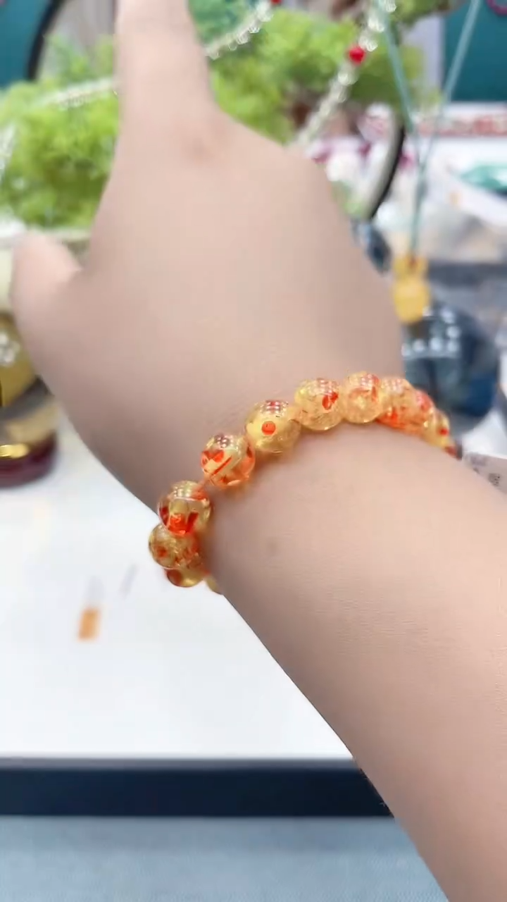 未镶嵌琥珀（花珀）手链花珀1.0