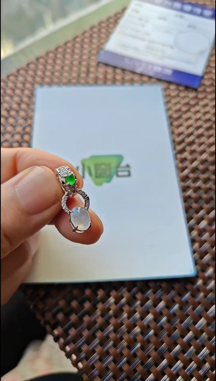 【闪购商品】翡翠颈饰银S925镶嵌翡翠颈饰S925银镶嵌