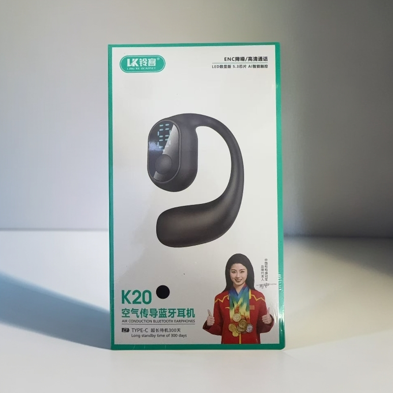 铃客K20空气传导蓝牙耳机超长待机LED数显ENC降噪