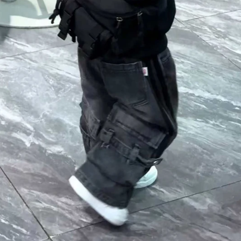 帅气时尚2025秋冬韩版拉条工装做旧牛仔裤男童时尚儿童洋气潮酷