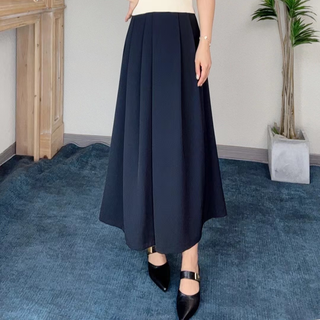 《西装裙裤》阔腿裤新款2025年叠搭式设计感黑色慵懒时尚女