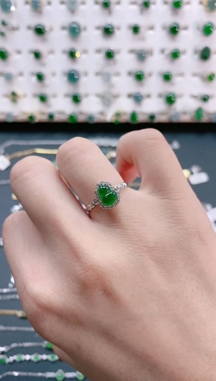 【闪购商品】翡翠戒指银S925镶嵌天然翡翠