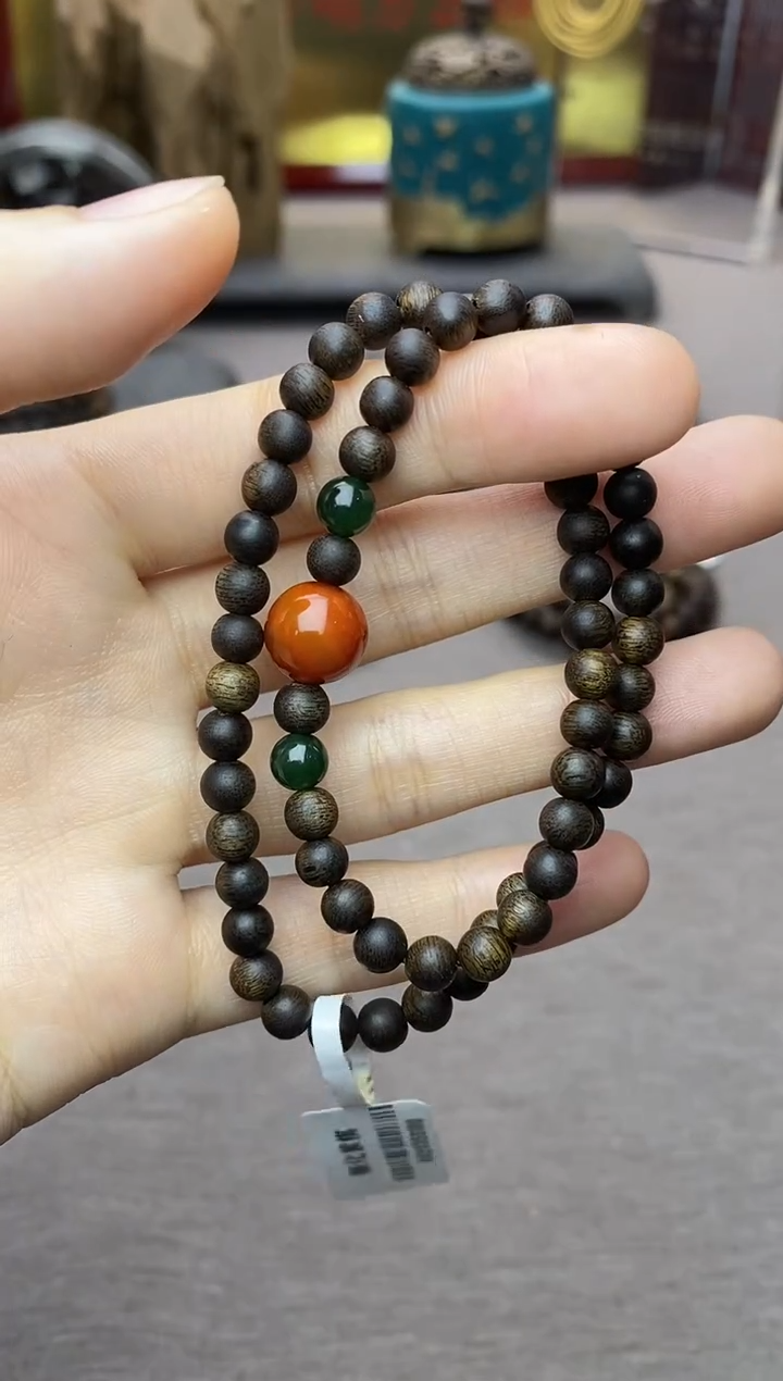 【闪购商品】沉香手串越南顺化紫棋糖结料0.5双圈沉水＋配饰