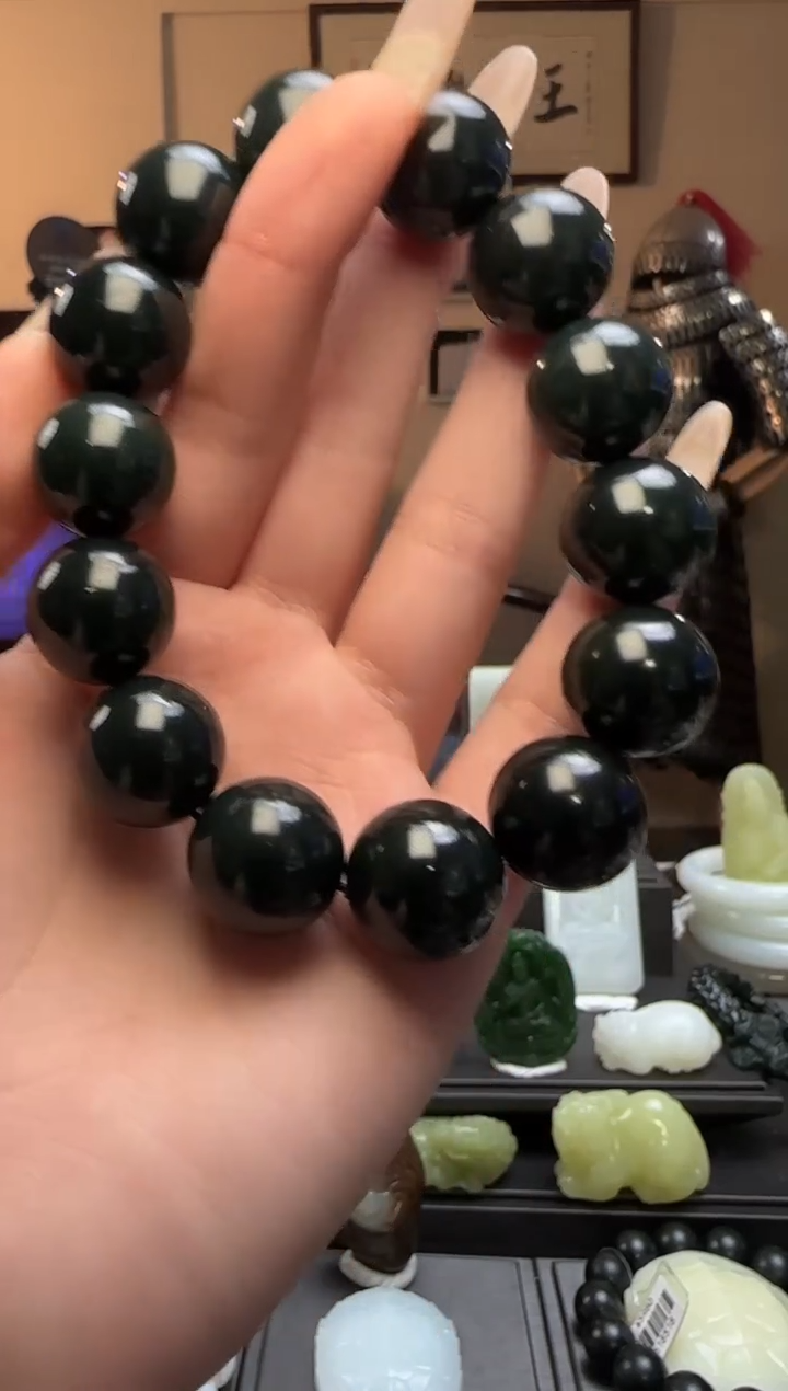 【闪购商品】和田玉青玉圆珠未镶嵌手串