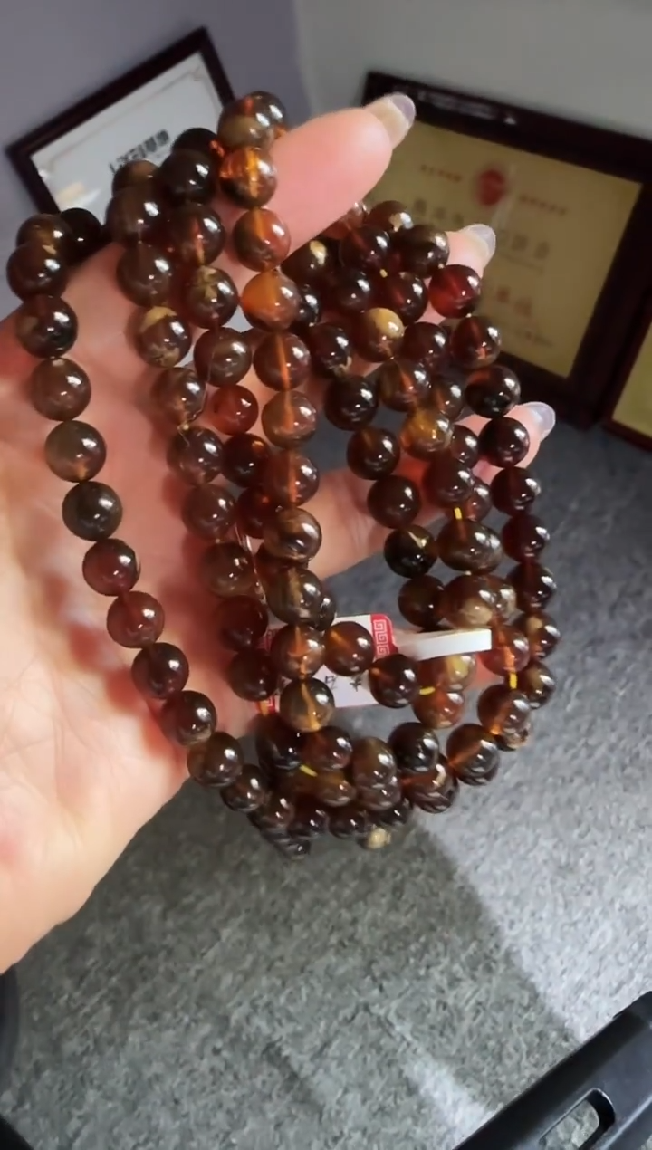琥珀颈饰未镶嵌过***风#16缅甸琥珀溶洞蜜108.8mm
