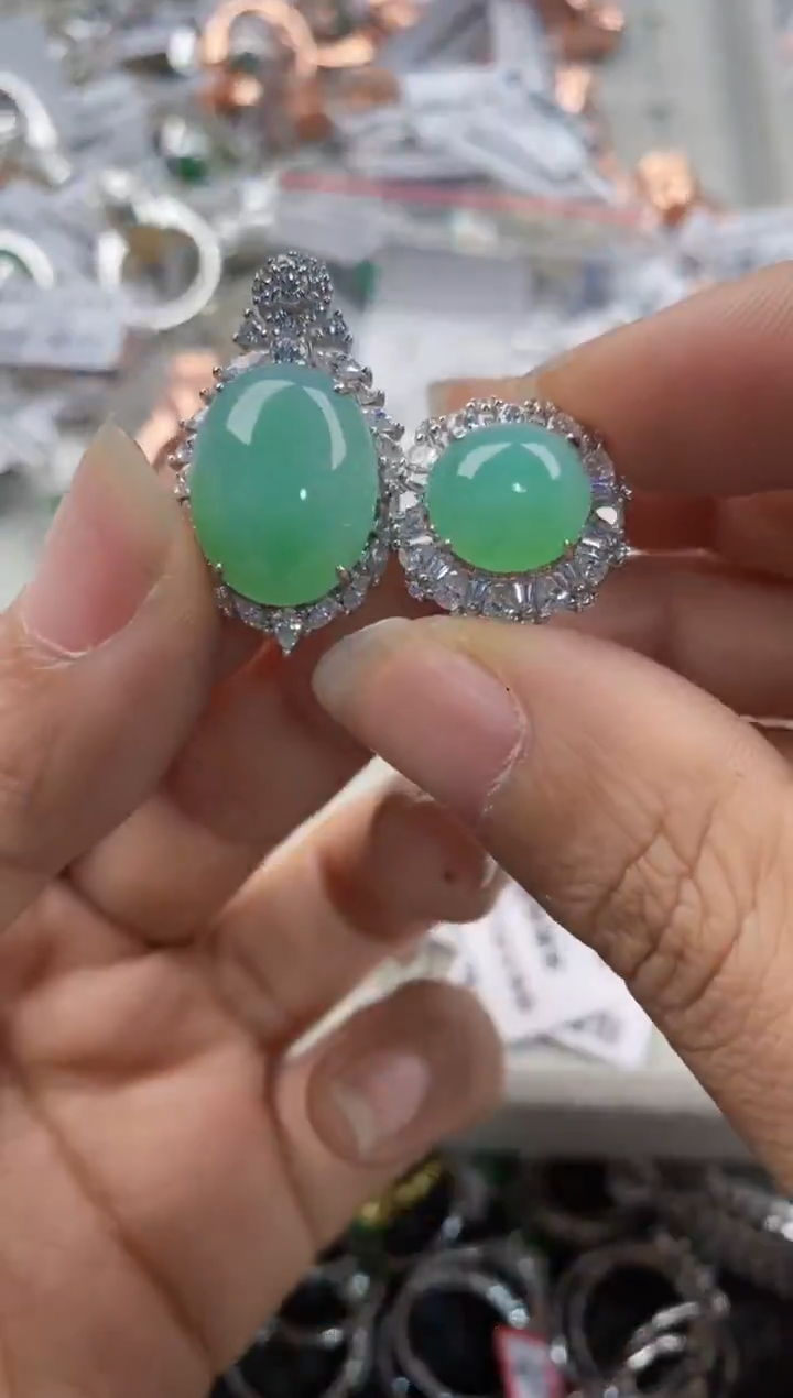 银S925镶嵌戒指翡翠555                     2