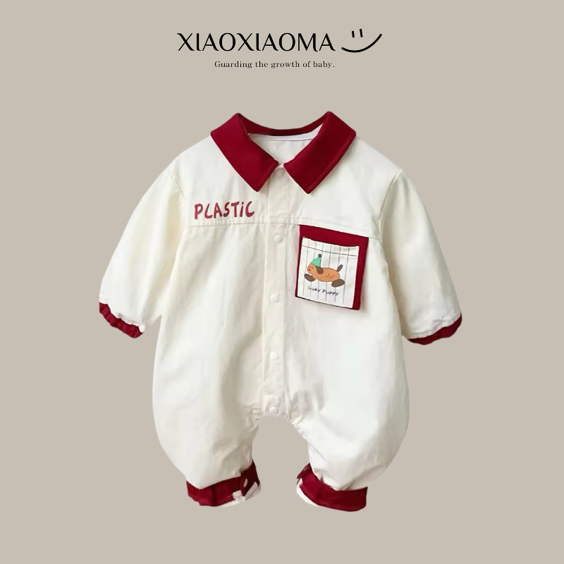 【XXM】韩国童装2025小汽车爬服a类男宝宝哈衣0-2岁满月百天连体服