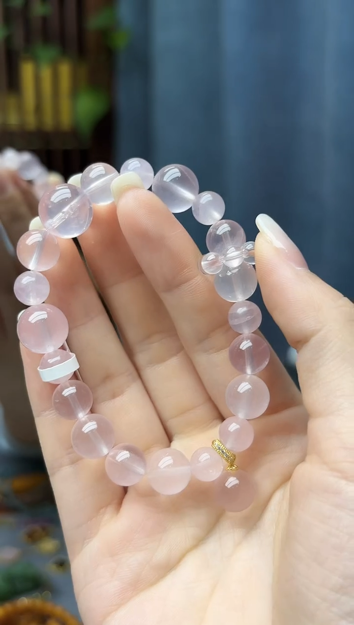 银S925镶嵌车挂水晶s925银粉水晶手串NX