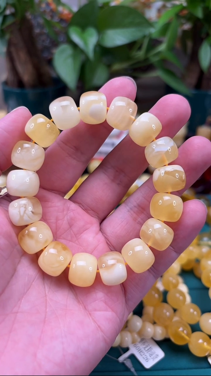 手链蜜蜡未镶嵌p7 荧光妖孽精工老型手串 26.59克 14mm