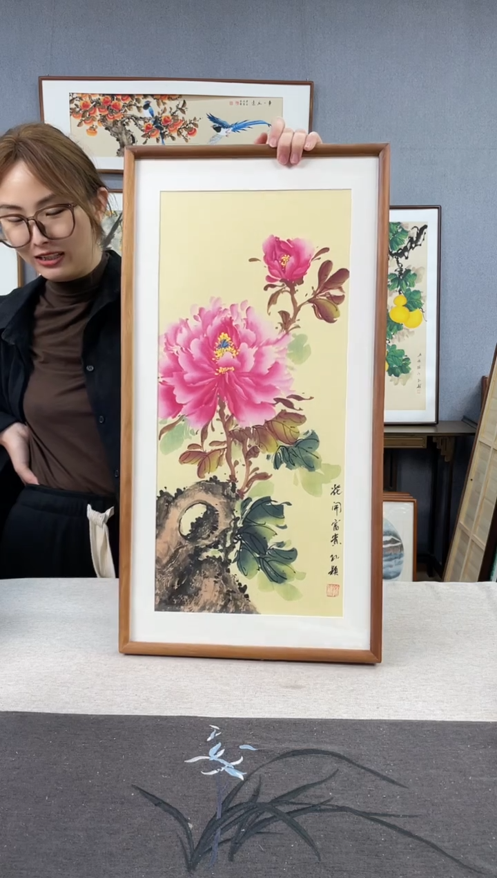 【闪购商品】国画手写手绘带框作品-35*68-