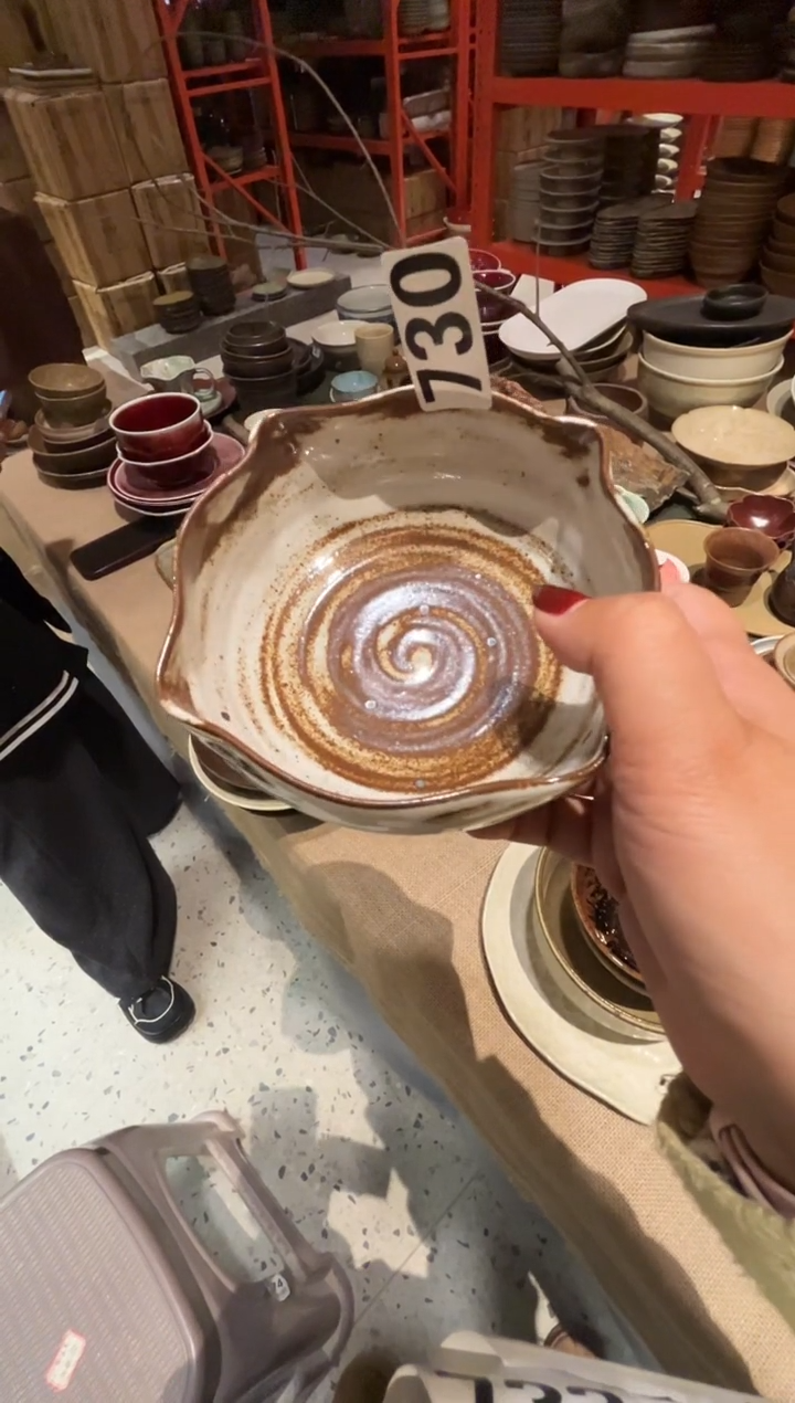 瓷片?**?730手刷粉影多边碗