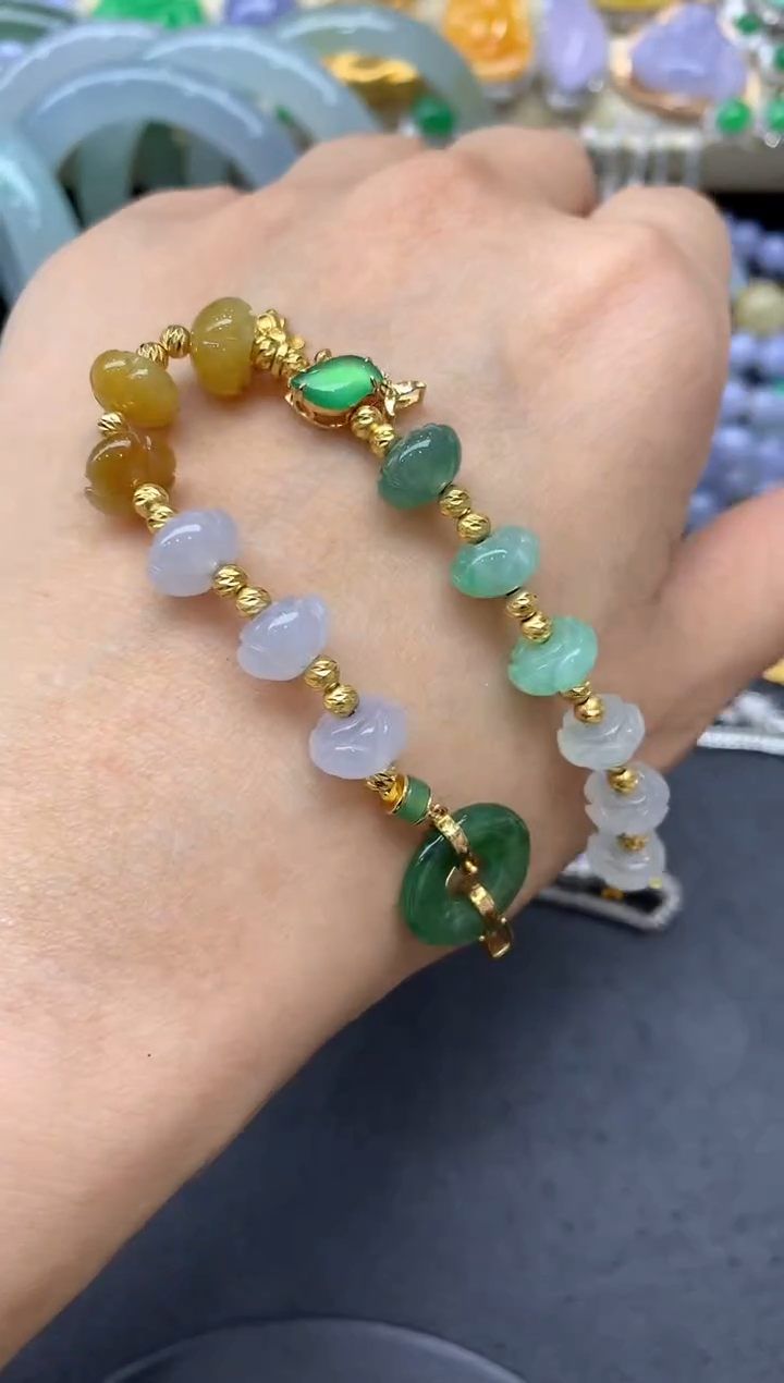 【闪购商品】翡翠手串18K金镶嵌398-中国好珍宝