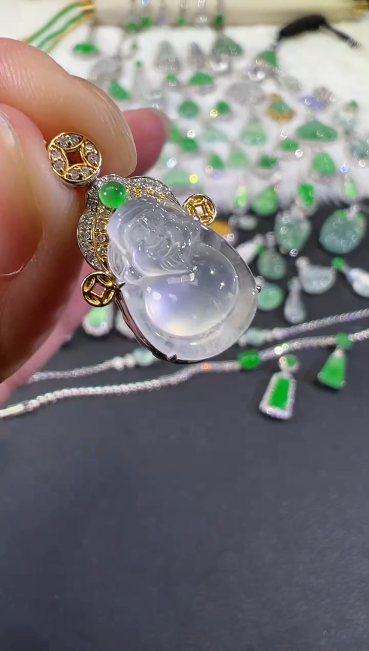 吊坠(不含链)18K金镶嵌翡翠B571|2980