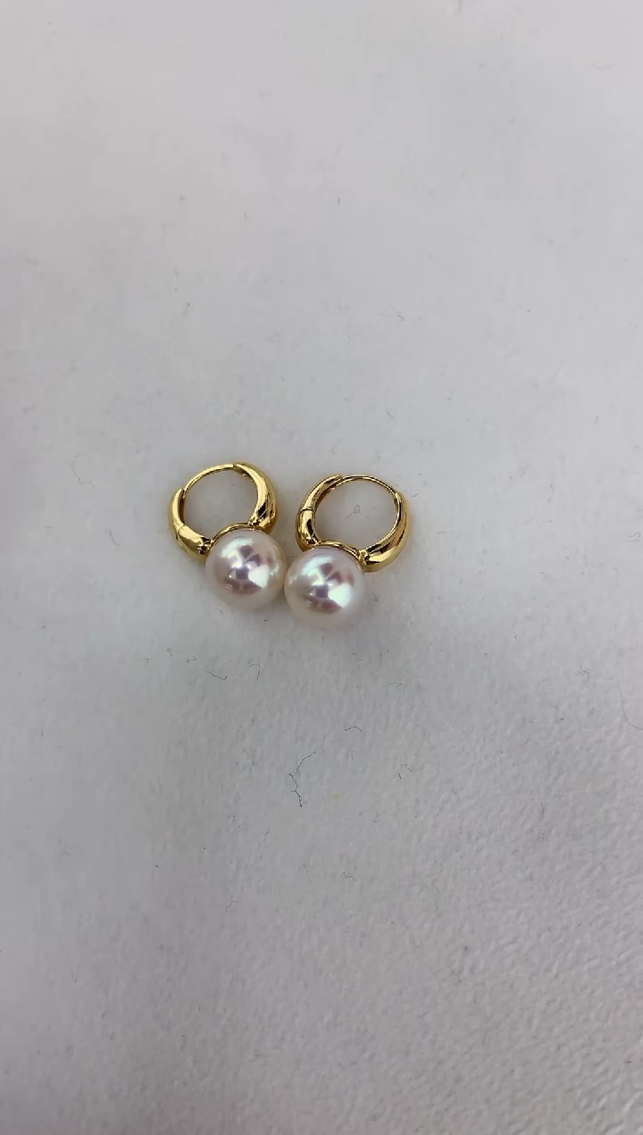【闪购商品】海水珍珠耳饰18K金镶嵌耳扣8.5-9