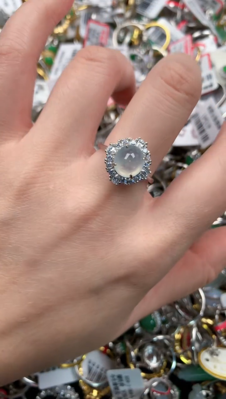 银S925镶嵌戒指翡翠222   1